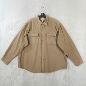 Gander Mountain Chamois Shirt Mens‎ 2XL Brown Cotton Long Sleeve Button Down